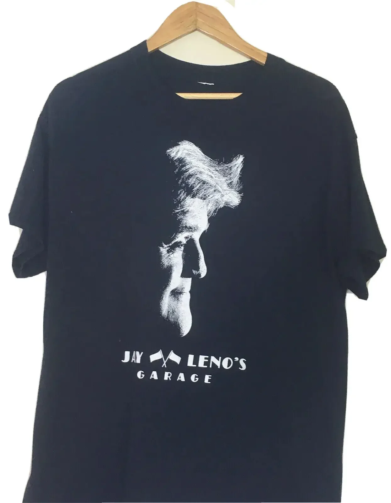 Jay Leno Shirt Black Short Sleeve Crew Neck Cotton Tee Regular Fit CNBC Tee L