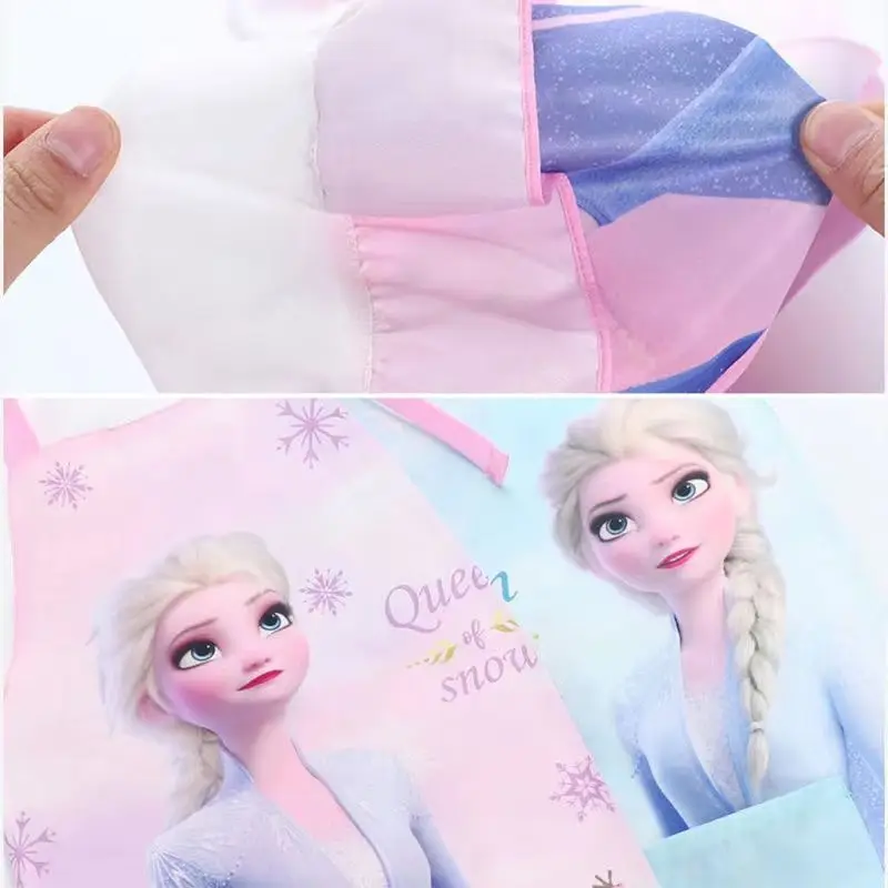 مجموعة مريلة ديزني سيريز إلسا للأطفال لطيفة وناعمة ومريحة ومقاومة للماء وقذرة ونمط كرتوني سهلة التنظيف #3