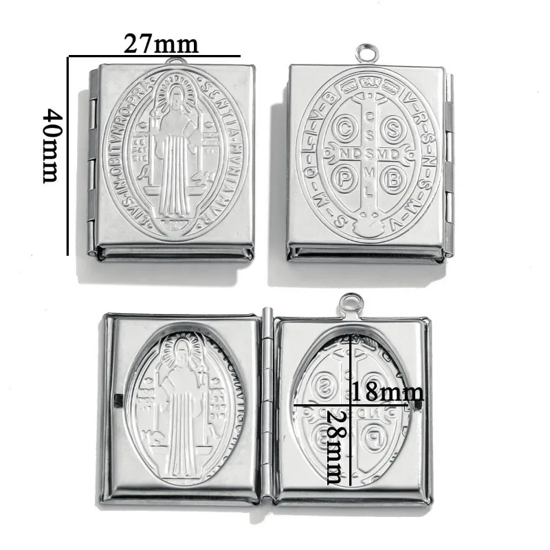 Stainless Steel Oval-shaped Ornament Photo Box Can Be Opened Personalized Exquisite Small Accessory Diy Necklaces Pendants