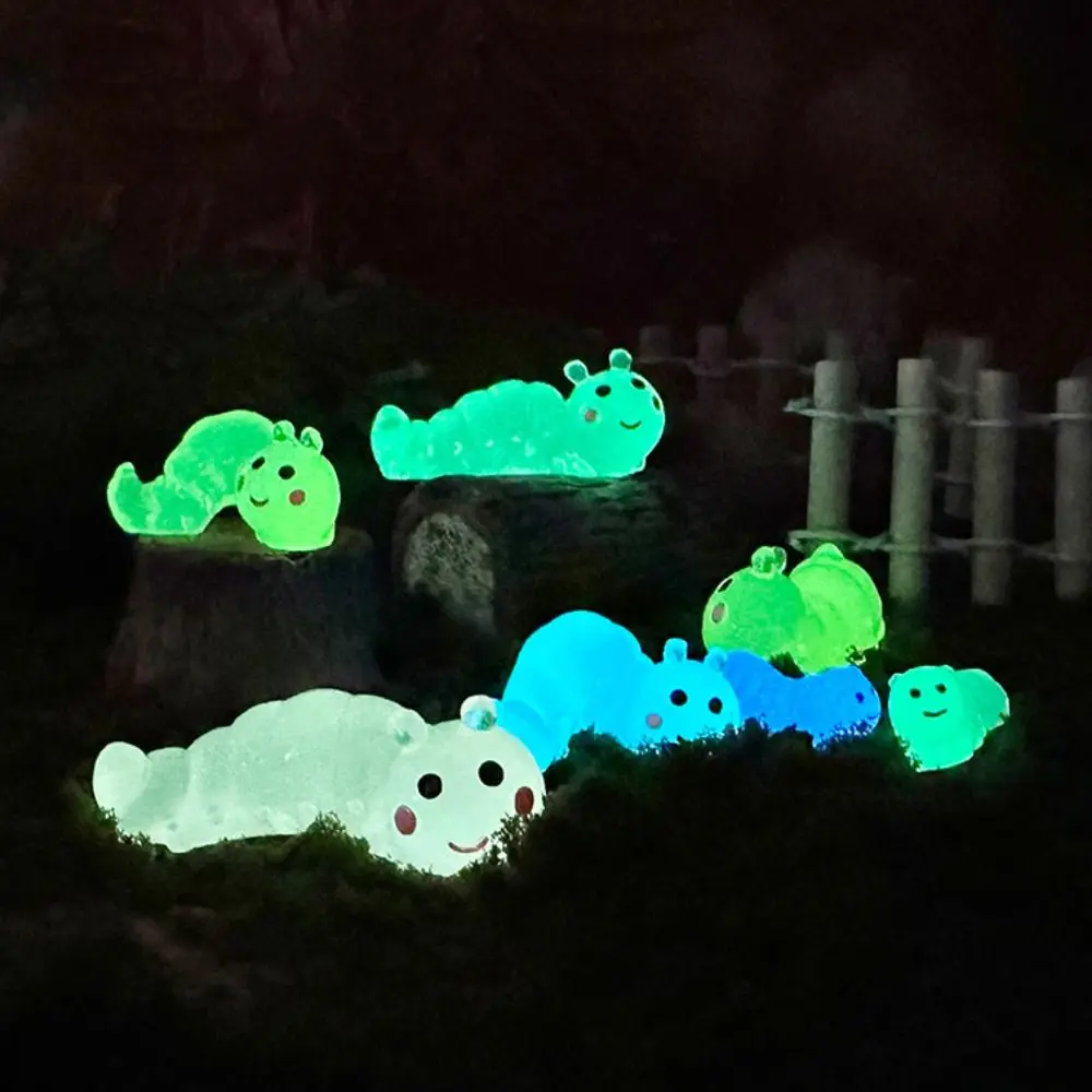 Schattige Hars Rups Beeldjes Decoratieve Simulatie Gloeien In Donkere Rups Lichtgevende Miniatuur Rups Sprookjestuin