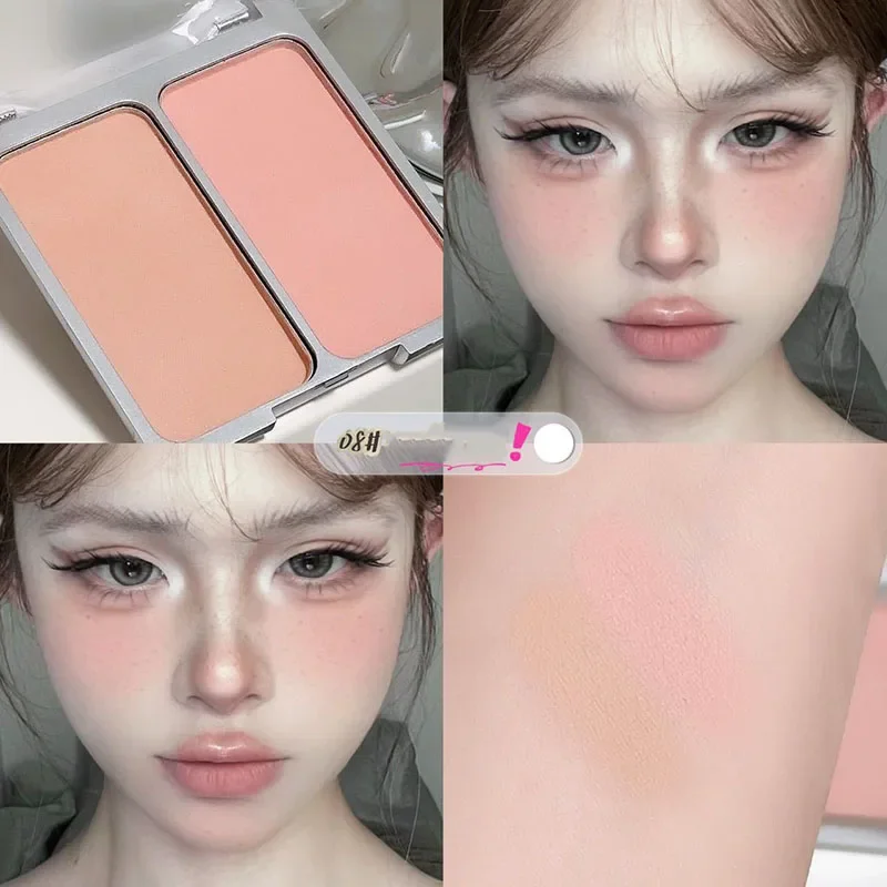 Monochrome weiche Nebel erröten Puder Palette natürliche matte Rose Orange Rouge Puder Gesicht Make-up zweifarbige Kontur koreanische Kosmetik