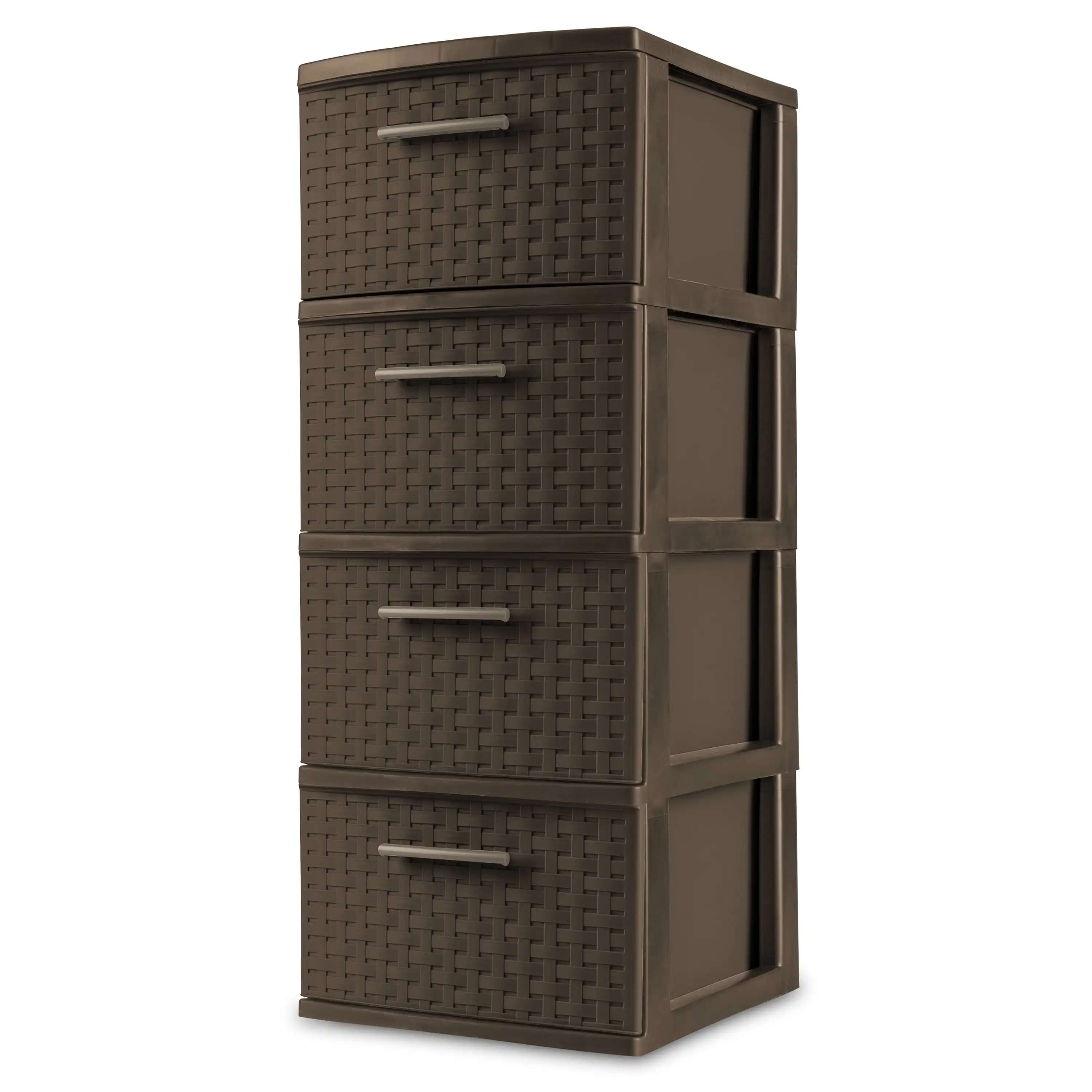 

4-Drawer Woven Tower Plastic, Espresso, 15.00 x 12.62 x 31.75 inches