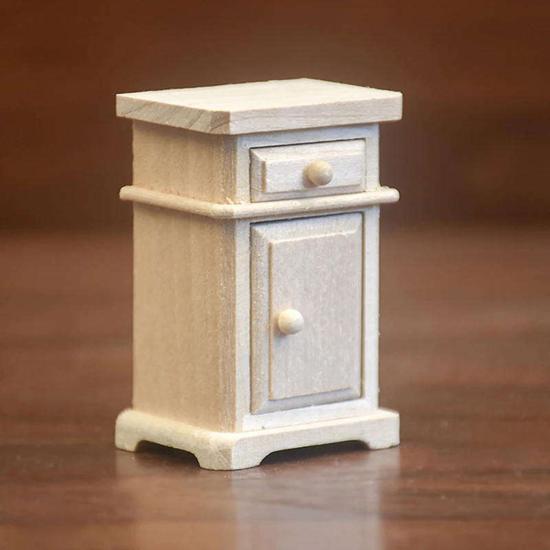 1/12 Dollhouse Miniature Cabinet Bedside Table Model Furniture Accessories For Dolls House Decorations Kids Pretend Play Toys