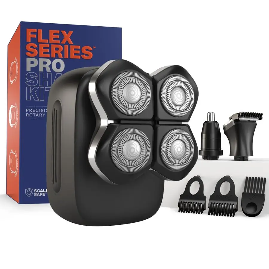 

FlexSeries Pro Electric Head amp Body Shaver Mens Cordless Rechargeable Wet Dry Skull Bald Head Back amp Groin Waterproof Razor
