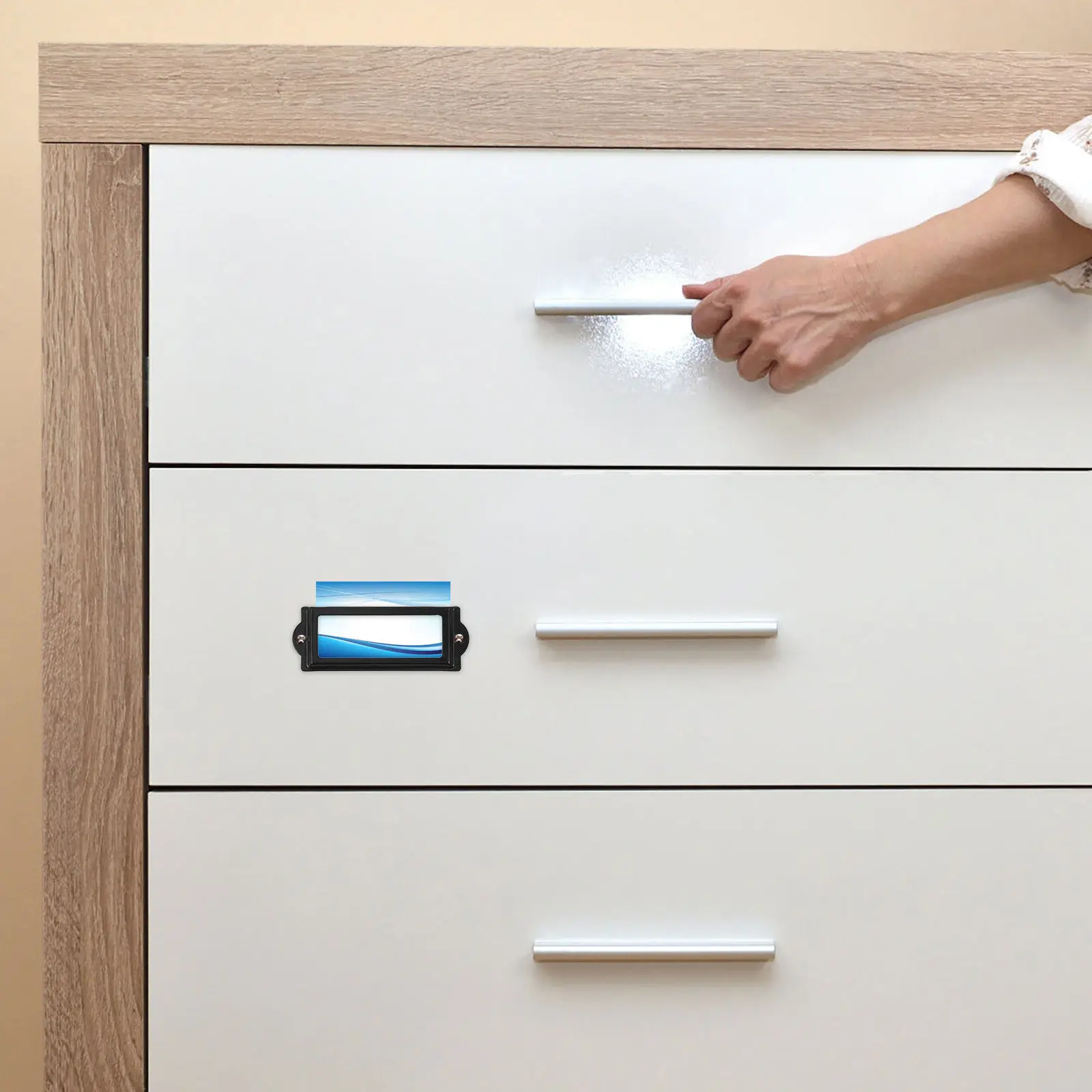 

20Pcs Holder Frame Vintage Decorative Metal Name Card Frame for Furniture Cabinet Drawer File Folder Shelf Document
