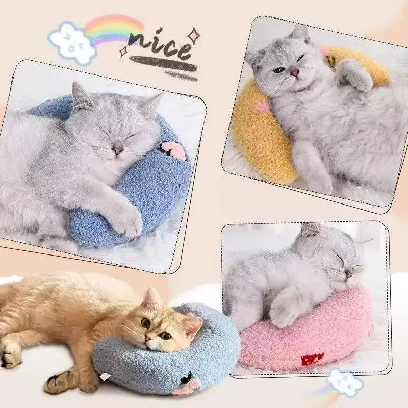 Almohada calmante en U para gatos y perros – Cojín suave para dormir - imagen 2
