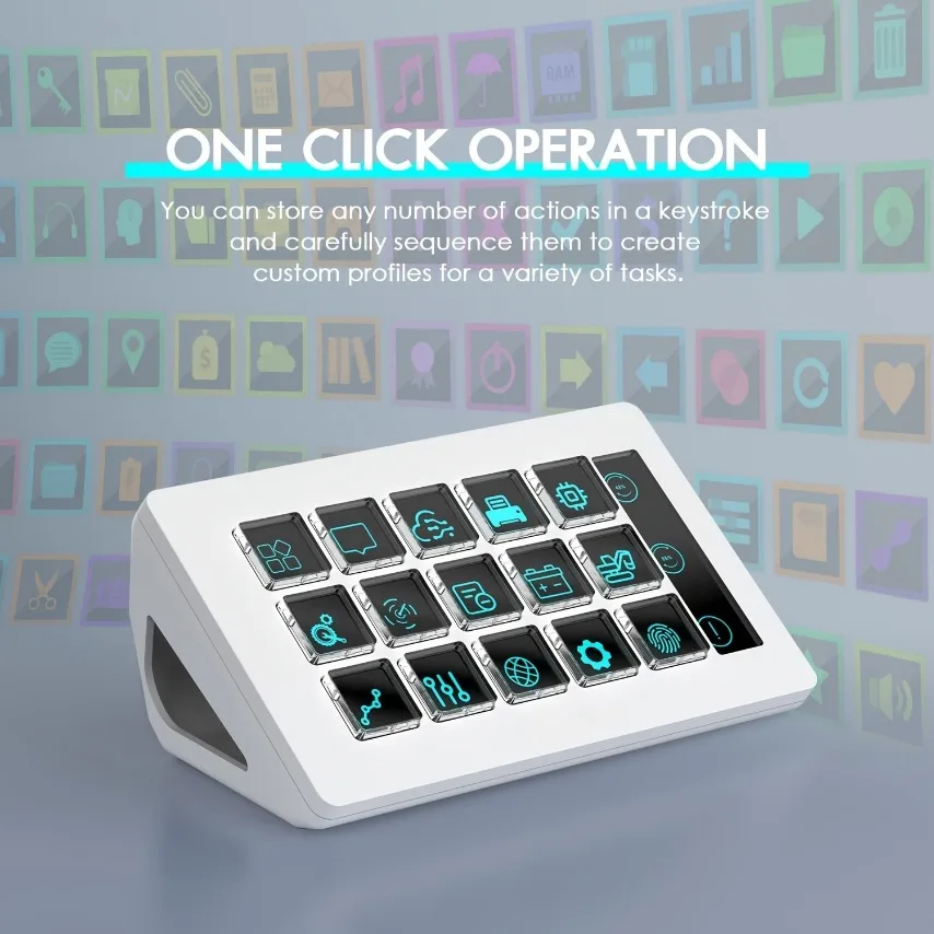 Visual Stream Deck Keyboard Lcd Button 15 Keys Live Content Creation Controller Custom Button For Windows/Macos/Android/Ios Gift