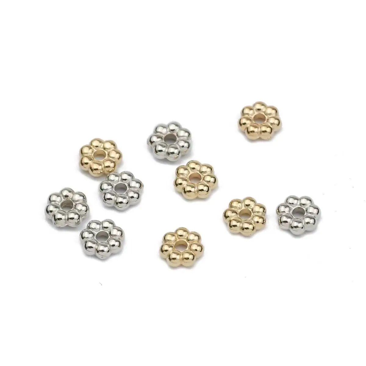 200PCS 6MM Snowflake Gold/Silver Plated CCB Spacer Loose Beads DIY Set Box For Bracelet Necklace Jewelry Making Accessories