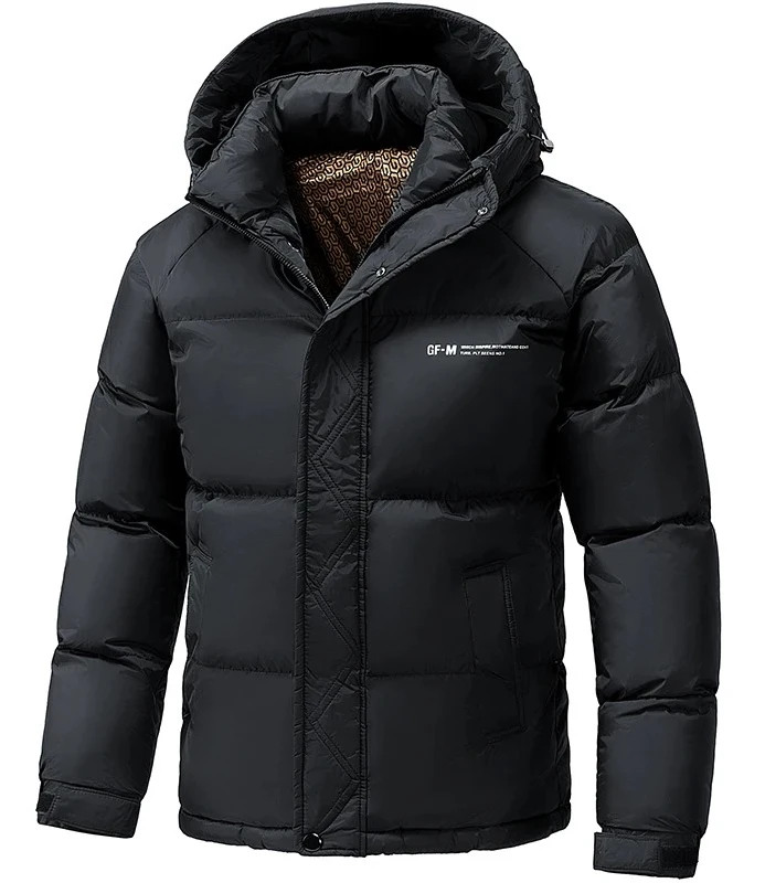 

Men's Puffer Jacket Winter Warm Thickened Down Coat, Loose Fit Hooded Windproof Parka, Casual Outdoor Jacket
