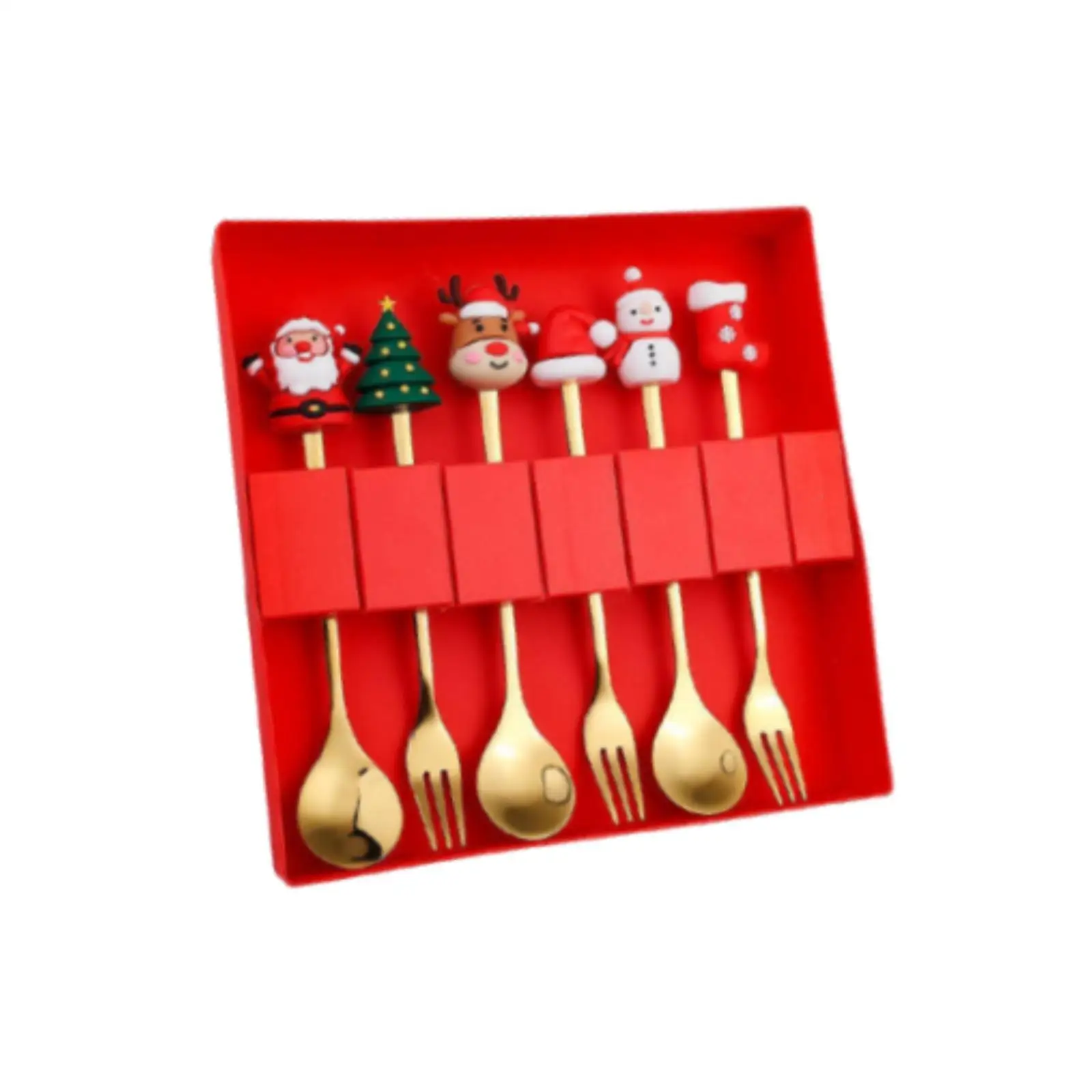 Stainless Steel Christmas Cutlery Spoon Set with Cartoon Charms for Kids Reusable Dessert Party Favor