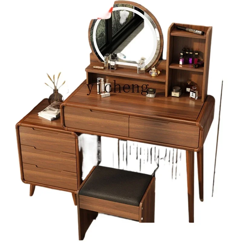 

Zf dresser bedroom locker integrated removable walnut color smart makeup table