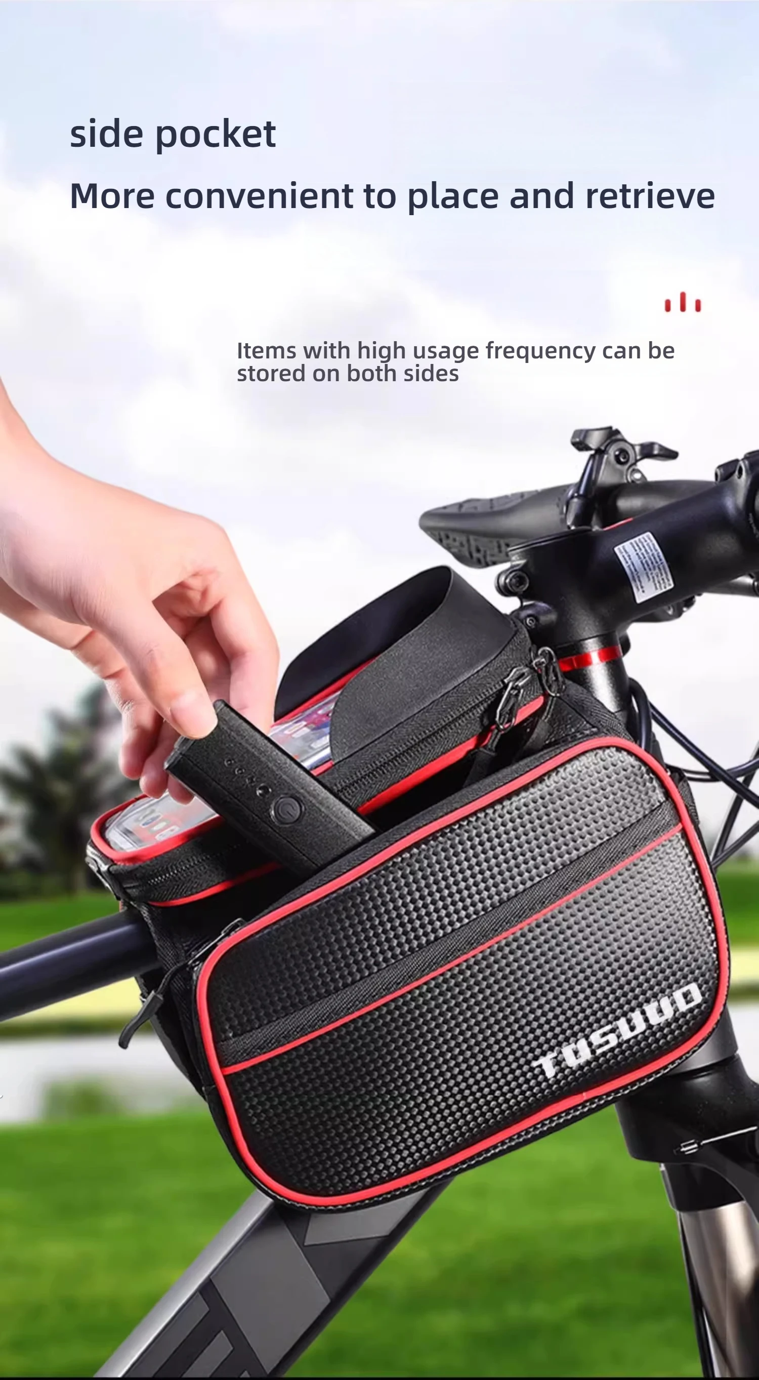 TOSUOD Mountainbike Tasche Vorne Lenker Tasche Regendicht 6,2 zoll Handy Fall Fahrrad Oberrohr Tasche Radfahren Zubehör – Detail 8