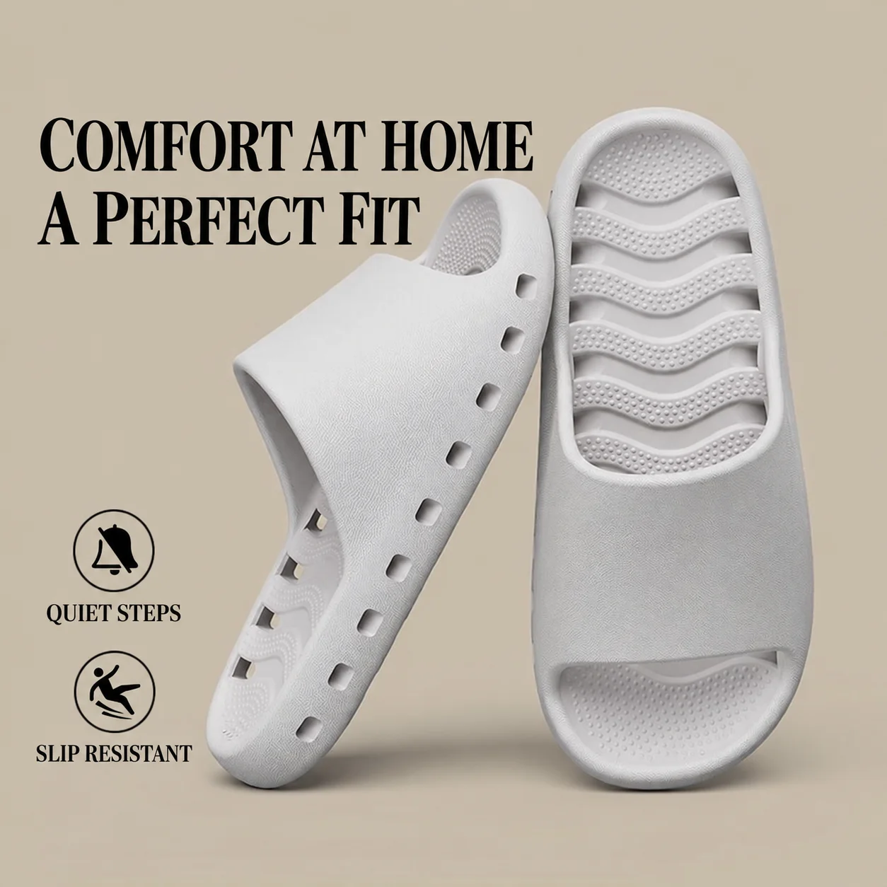 Soft EVA Slippers for Women, Non-Slip Slides with Cushioned Footbed for Quiet Steps, House Slippers, Open Toe, Easy to Clean