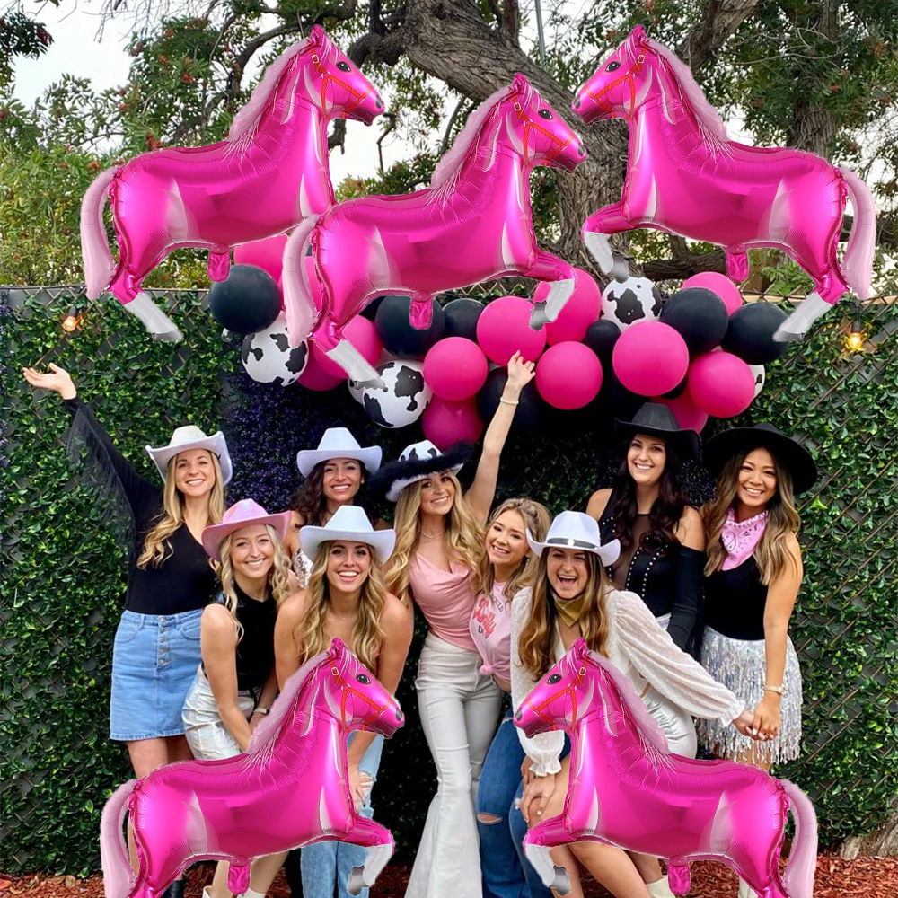 

2/5Pcs Inflatable Horse Foil Balloons Western Cowboy Rodeo Aluminum Ball Racing Birthday Baby Shower Blow Up Horse Party Decor