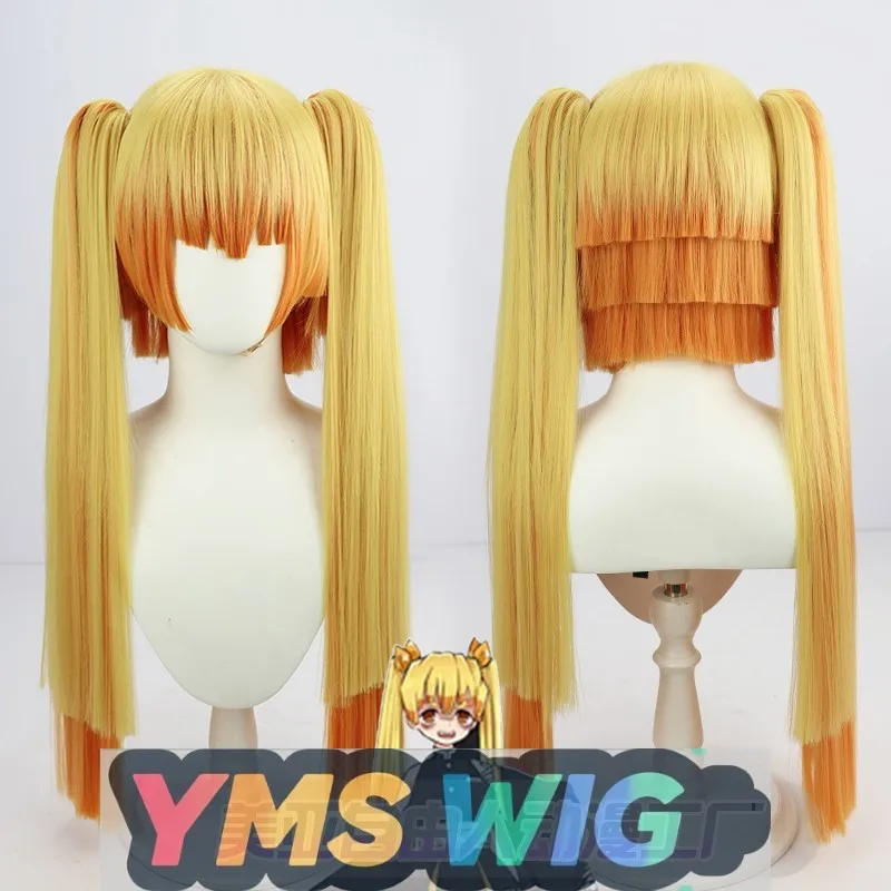 

【YMS WIG】Demon Slayer: Kimetsu No Yaiba Zenitsu Agatsuma женский парик для косплея, длинные волосы, двойной хвост