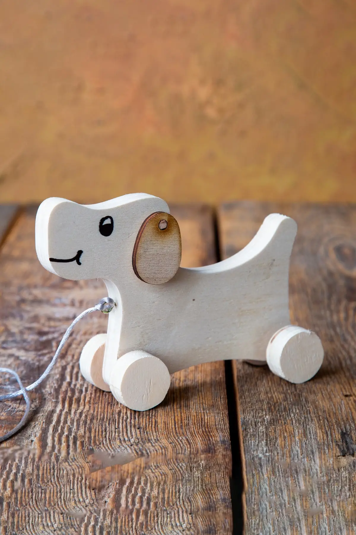 Can be dyed, DIY, Natural Wood Toy Check Check Dog Model