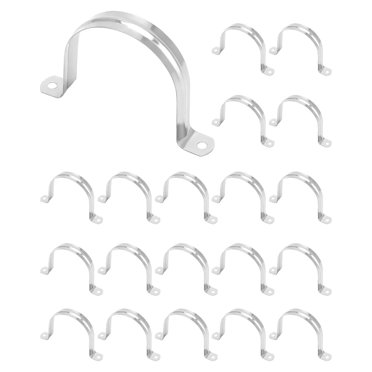 3Inch Rigid Pipe Strap Clamp,20 Pack Strap-U Bracket Tube Clip,Heavy Duty Stainless Steel Fastener Holder Two Hole