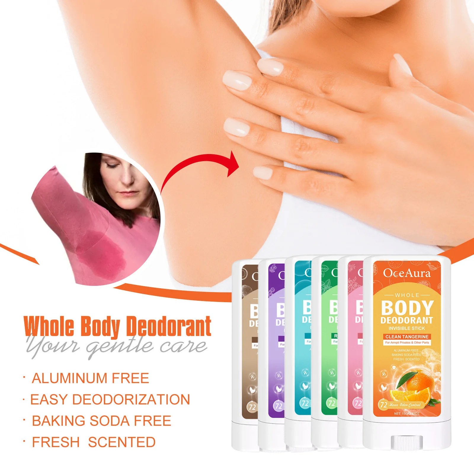 Anti Odor body Deodorant Natural Underarm Deodorant Stick Refreshing Application Women Men Antiperspirant Cream Portable Sports