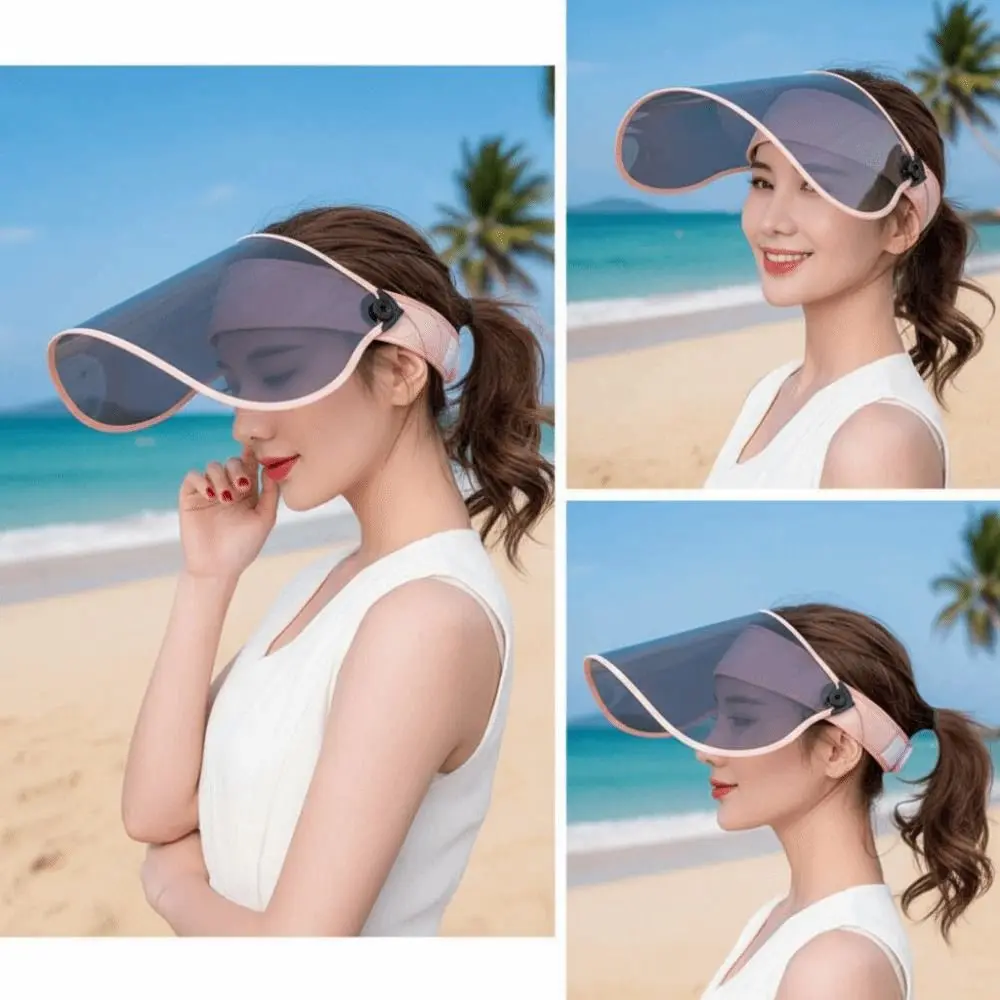 Portable Women Sun Hat Rollable Anti-UV Protection Empty Visor Cap Large Wide Brim Solar Protection Sunshade Cap Summer