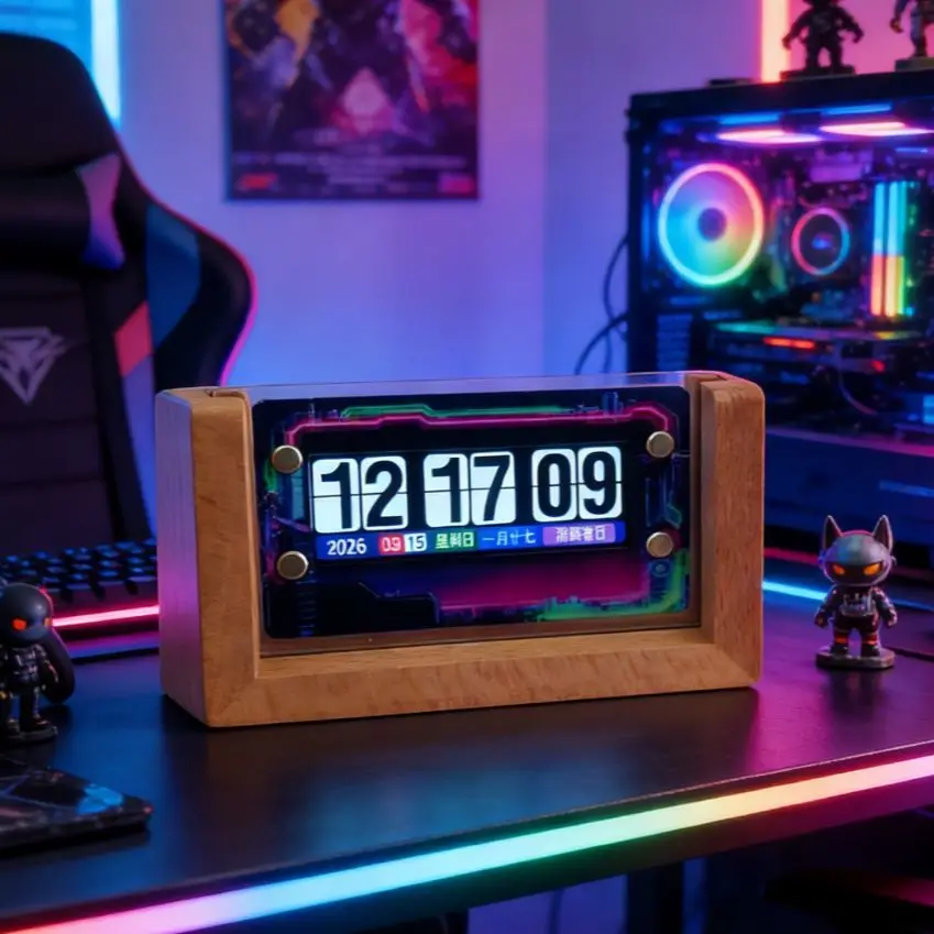Retro Flip Digital Desk Clock, DIY Creative Number Display, Vintage Style Table Clock for Home Office Decor