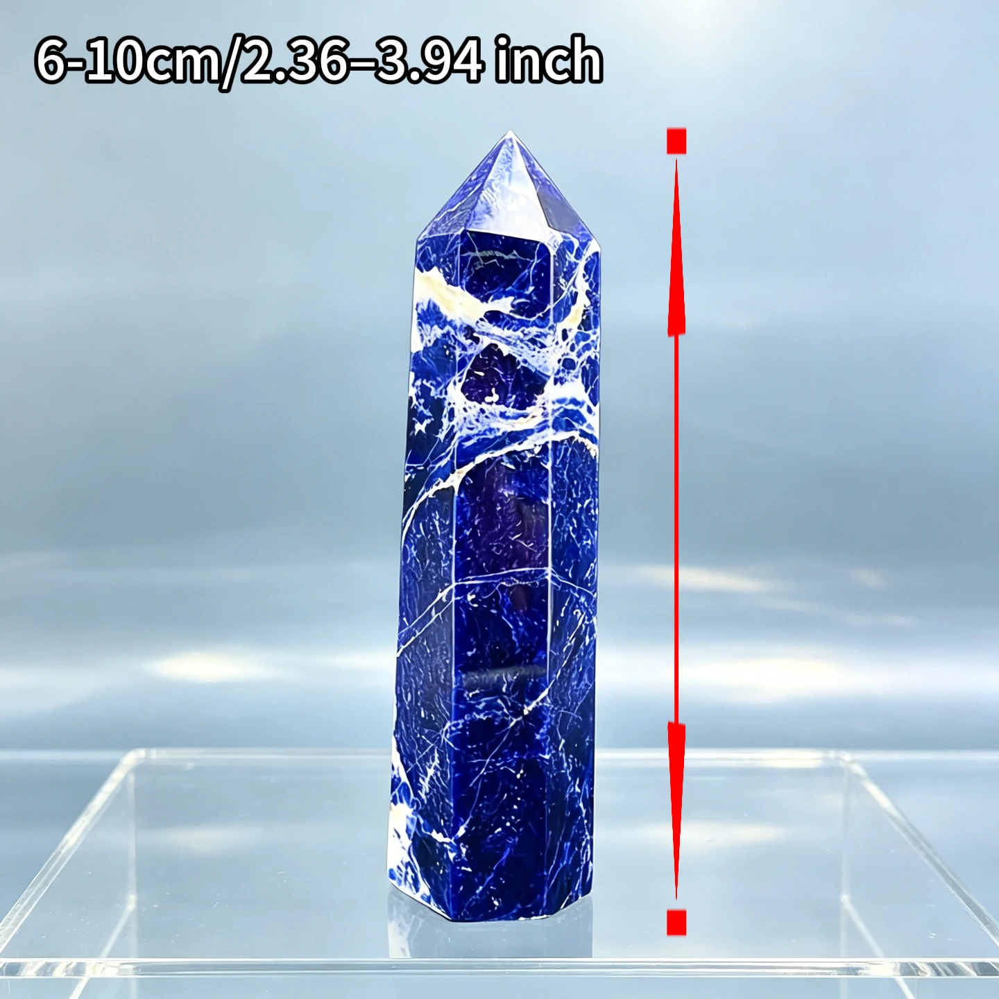 1pc Natural Blue Vein Stone Crystal Point, Natural Blue and White Patterned Surface, Approx. 2.36–3.94 Inches