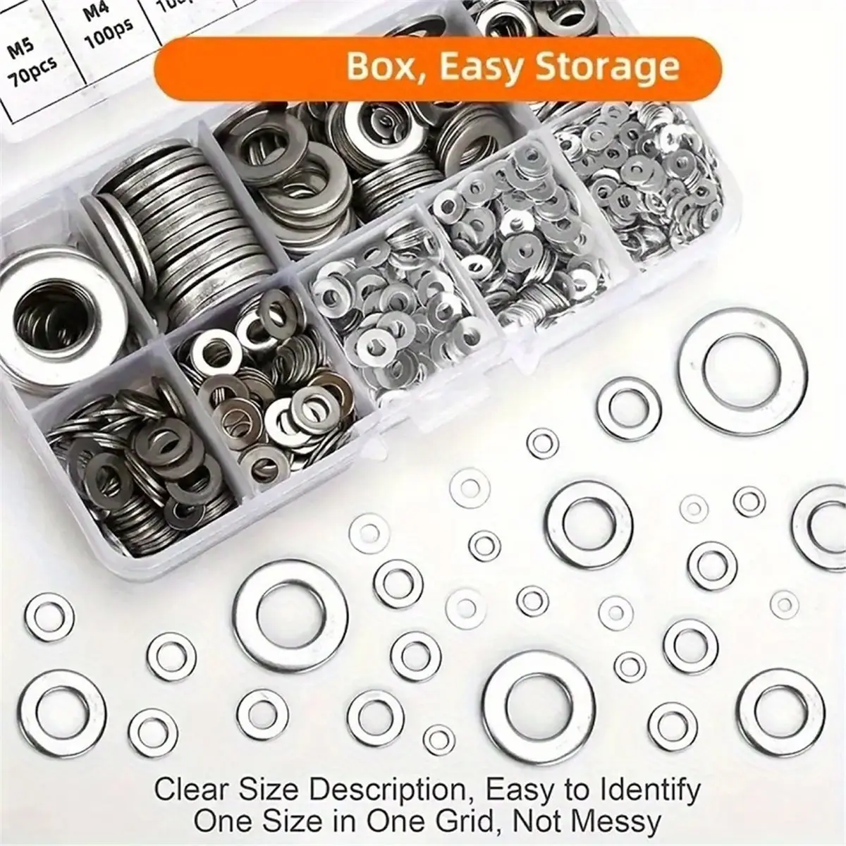 1 Set M2 to M 12 Ultrathin Flat Washer Adjusting Ultra Thin Shim Plain Gasket Kit Box 304 Stainless Steel