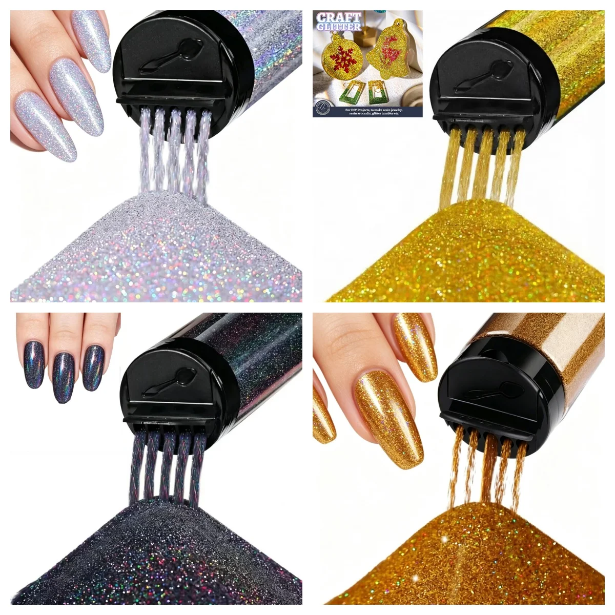120ML Nagelglitzerpulver, Holographischer Ultrafeiner Glitzer, 1/128" Harzglitzerpulver, Metallisch Schillernder Glitzer für Bastelarbeiten