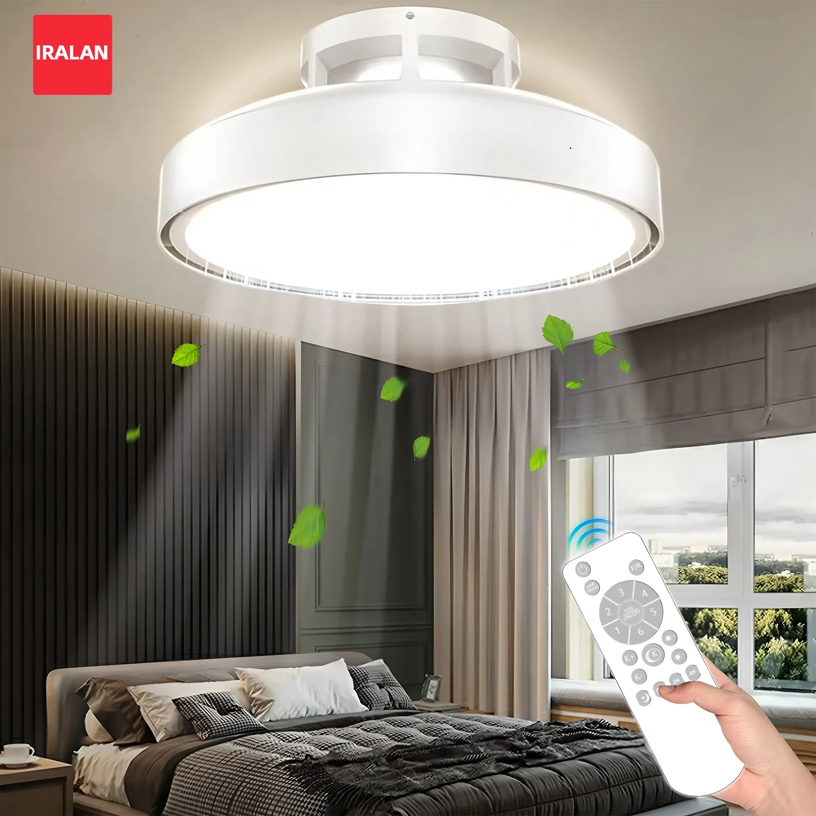 

Бесшумный потолочный вентилятор без лопастей со светодиодной подсветкой, безопасный для глаз детей, с регулировкой яркости, современный потолочный вентилятор-светильник для спальни с пультом дистанционного управления