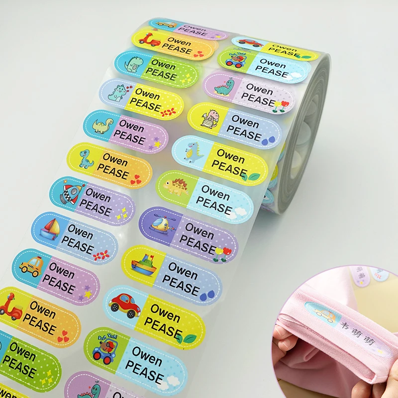 Autocollants de nom personnalisés imperméables pour vêtements de bébé, étiquette de nom brodée pour sac d\'école, pour maternelle, 30 pièces