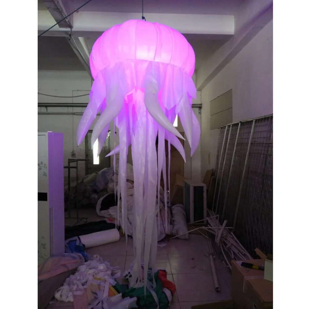 조명이 있는 파티 장식용 인플레이터블 해파리 RGB 나이트 라이트 장식용 메두사 풍선 무대 소품