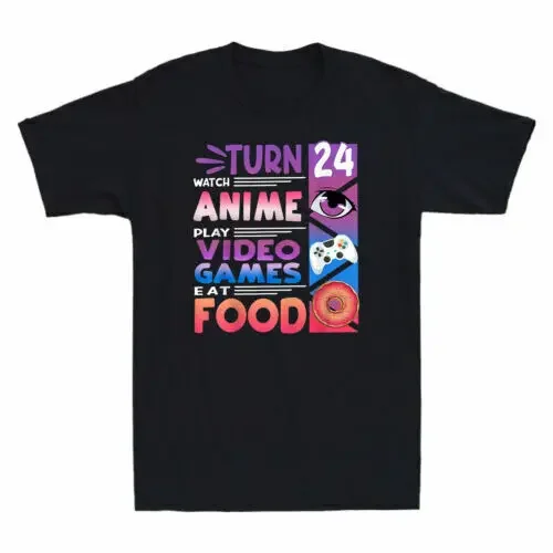 24th Turn Watch Anime Play Video Game Eat Food Donuts Funny Gamer Gift T-Shirt