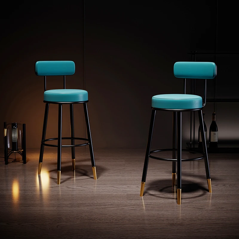 Minimalista Metal Leather Bar Stool, costas simples, confortável cadeira nórdica preta, mobiliário de mesa moderno, alta qualidade