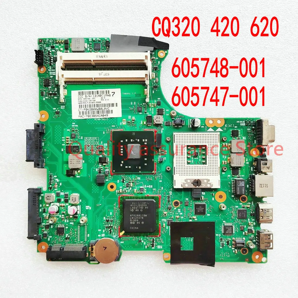 605747-001 For HP Compaq 320 620 421 CQ420 Notebook CQ620 Laptop Motherboard 605748-001 Mainboard DDR3 Free cpu