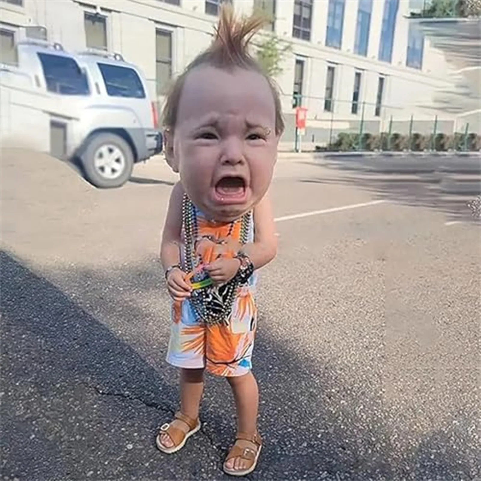 

Halloween Realistic Headgear Latex Head Cover Cry Baby Headgear Latex Head Masks Halloween Party Cosplay Costume Props Decor