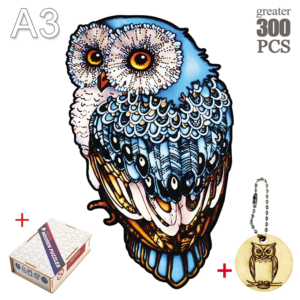 3D Unique Wooden animal Jigsaw Puzzle Mysterious Owl Puzzle Gift For Adult Kids Educational Fabulous Gift Interactive Games Toy