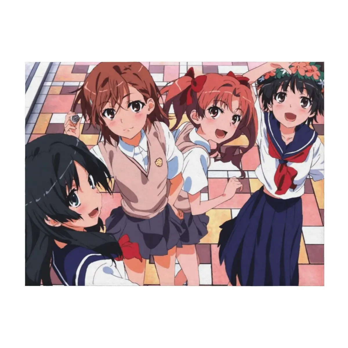 

Toaru Kagaku - Misaka Mikoto, Shirai Kuroko, Saten Ruiko, Uiharu Kazari Throw Blanket Furry Cute Stuffeds Camping Blankets