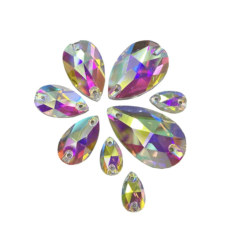 50 Stück gemischte CrystalAB-Nähsteine, flache Glasperlen, glänzende Kristalle, Strass-Steine, Hochzeitskleid-Dekoration, Edelsteine, Bastelbedarf – Detail 9