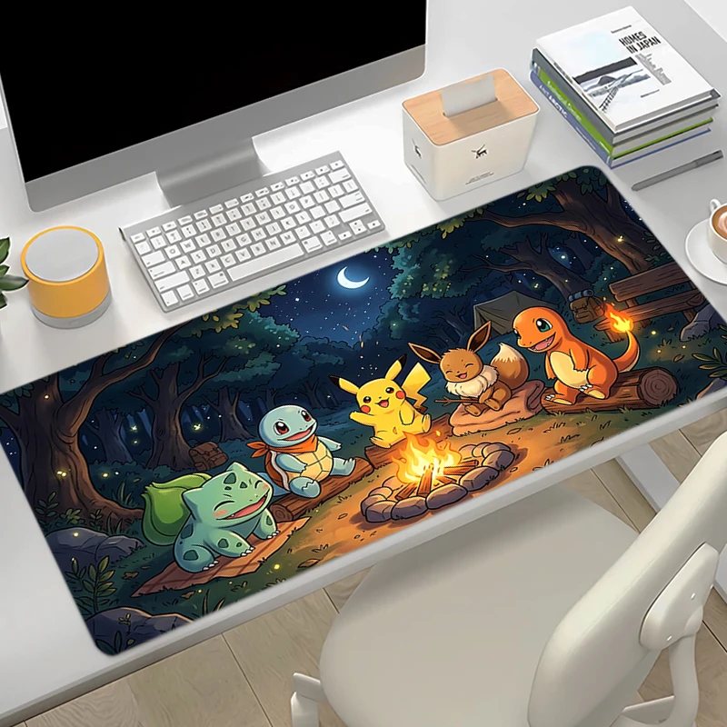 Mouse Pad Computer Gaming Accessories Mousepad P-Pikachu Laptop Desk Mat Gamer Carpet P-pokemon Locking Edge Rubber Mouse Pads