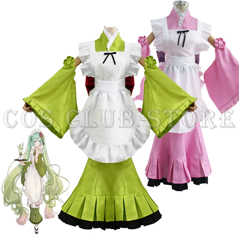 

Anime Mikuu Cosplay Costume Kimono Matcha Maid Bunny Girls Mi Ku Cosplay Dress Mi COS ku For Women Cute Green Costume Spring