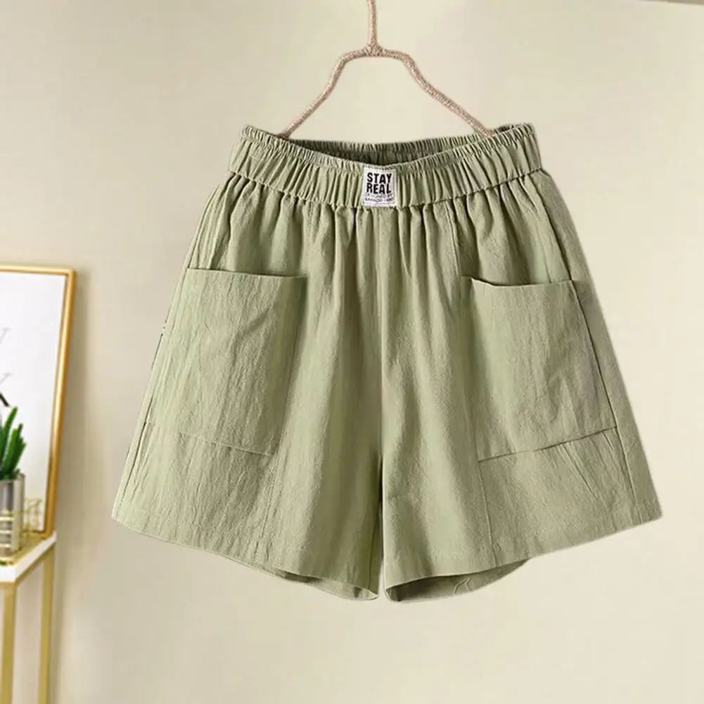 Cotton Linen Shorts Women\'s Sports Shorts Summer Solid High Waist Black Shorts Women Fashion Plus Size Casual Basic Short Pants