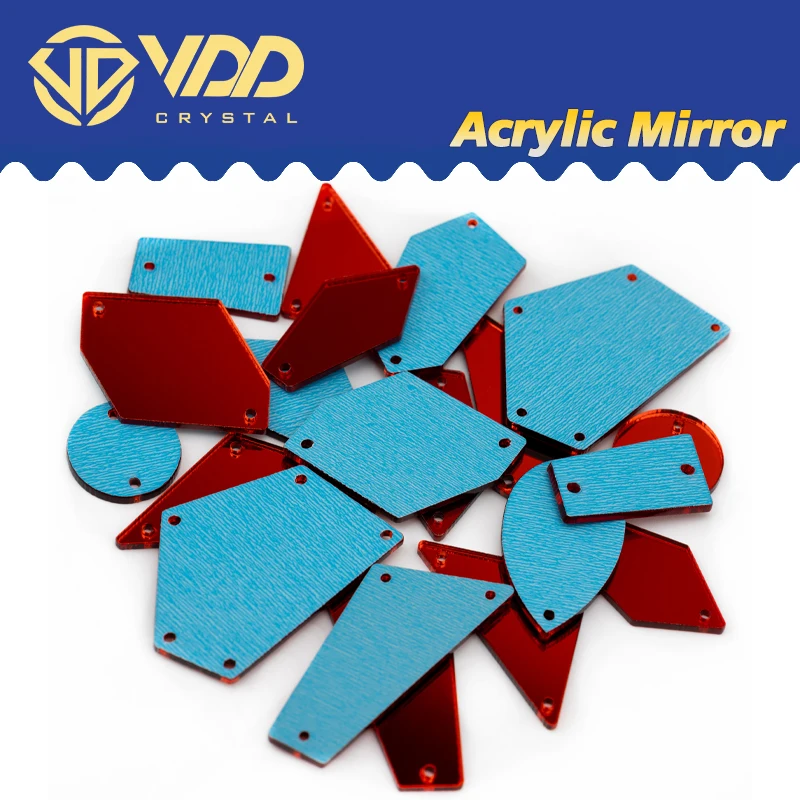 VDD Ozeanform Acryl-Spiegel-Strasssteine, Glas-Glitzersteine zum Nähen, Flache Rückseite zum Aufnähen – Detail 12