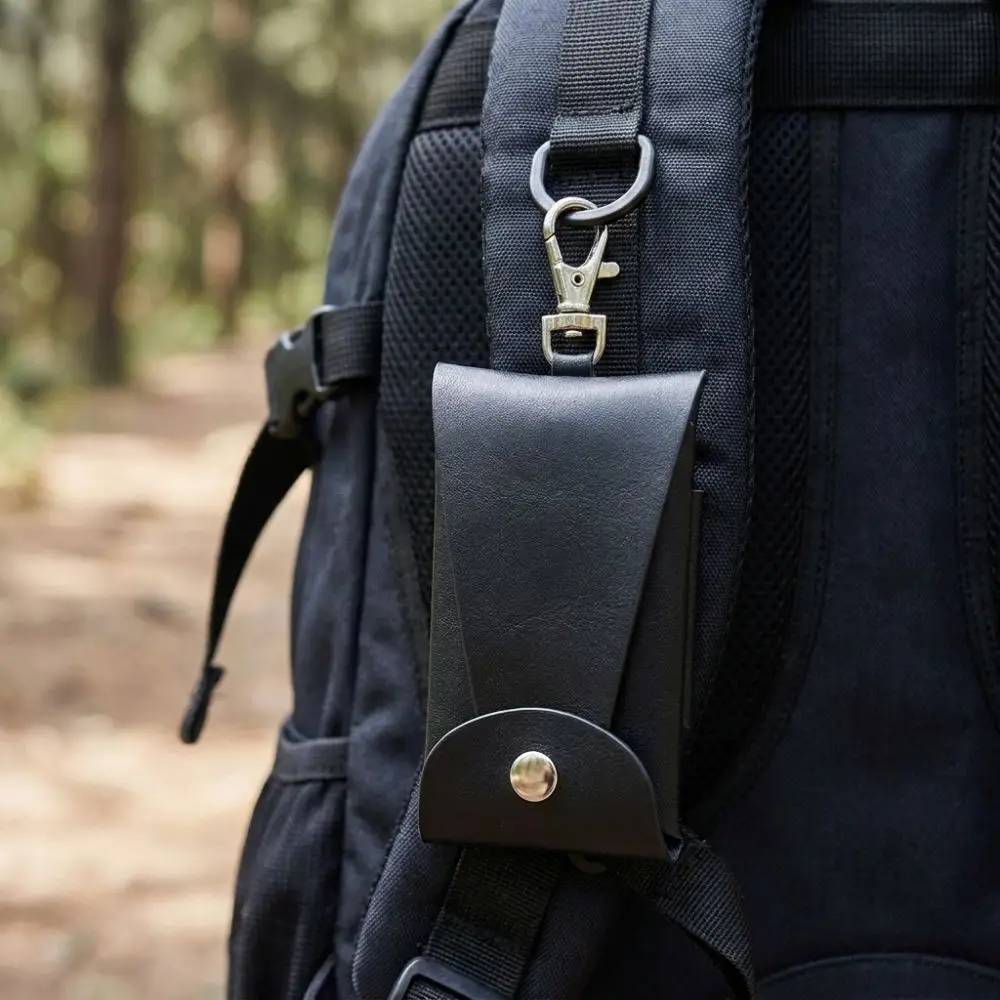 Expandable PU Leather Key Case Anti-Loss Retractable Buckle Key Pouch Leather Easy-pull Key Storage Case Key Pouch Storage