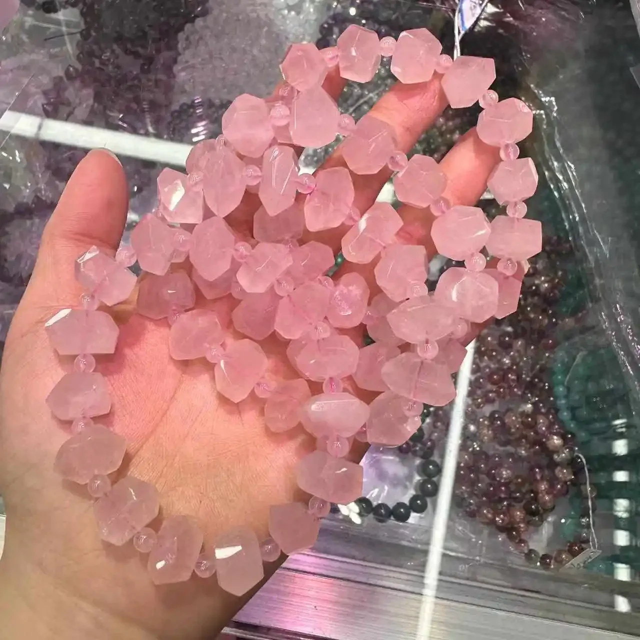 AAA Quality Madagascar Rose Quartz Irregular Beads Bracelet Natural Gemstone Jewelry Bangle For Women  Men For Gift Wholesale !