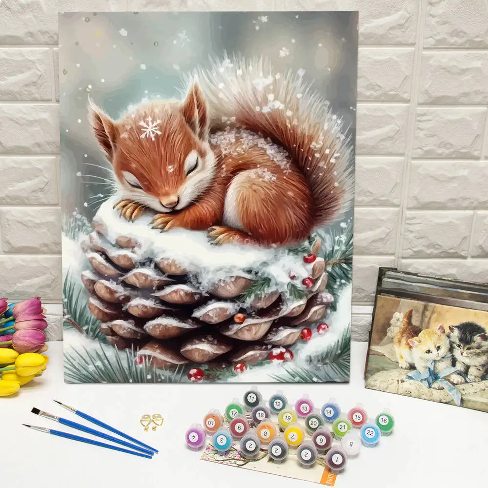 Ölgemälde nach Zahlen, Berglandschaft, DIY, digitale Malerei, Haus, Baum, Landschaft, Bild, Kunsthandwerk auf Leinwand, handgemaltes Geschenk