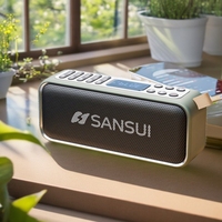 SANSUI F36 Portable Wireless Blue Tooth Speakers FM Radio Outdoor Multimedia MP3 Music Player 18W Loud Subwoofer with RGB Light
