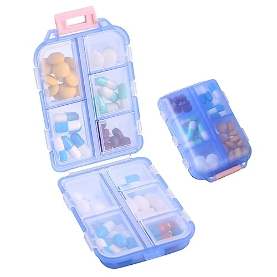 

1Pack Travel Pill Organizer - 10 Compartments Pill, Compact and Portable Pill, Perfect On-Te-Go Stoe, Pill older Purse Blue
