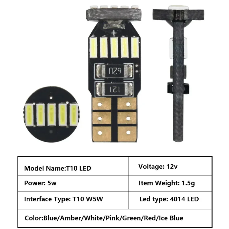 TCYATO Car small headlights, high-brightness wide indicator lights, T10 4014 15, SMD map lights, trunk lights, door edge lights
