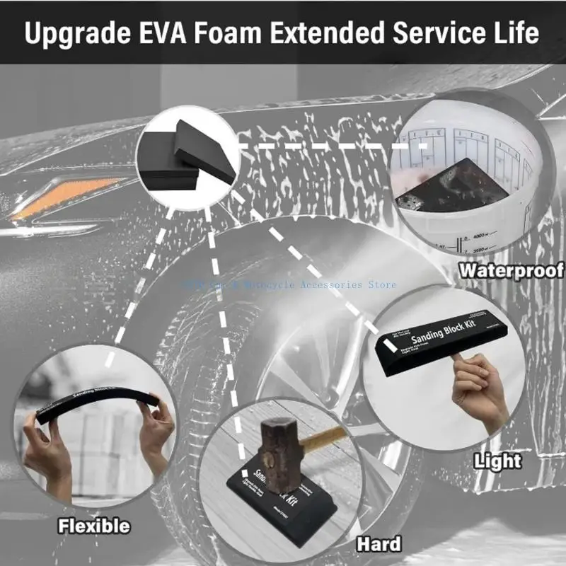 L5BC 多目的 EVA フォームサンディングキット車体木材表面準備サンディングブロックウェットドライ使用 EVA フォーム
