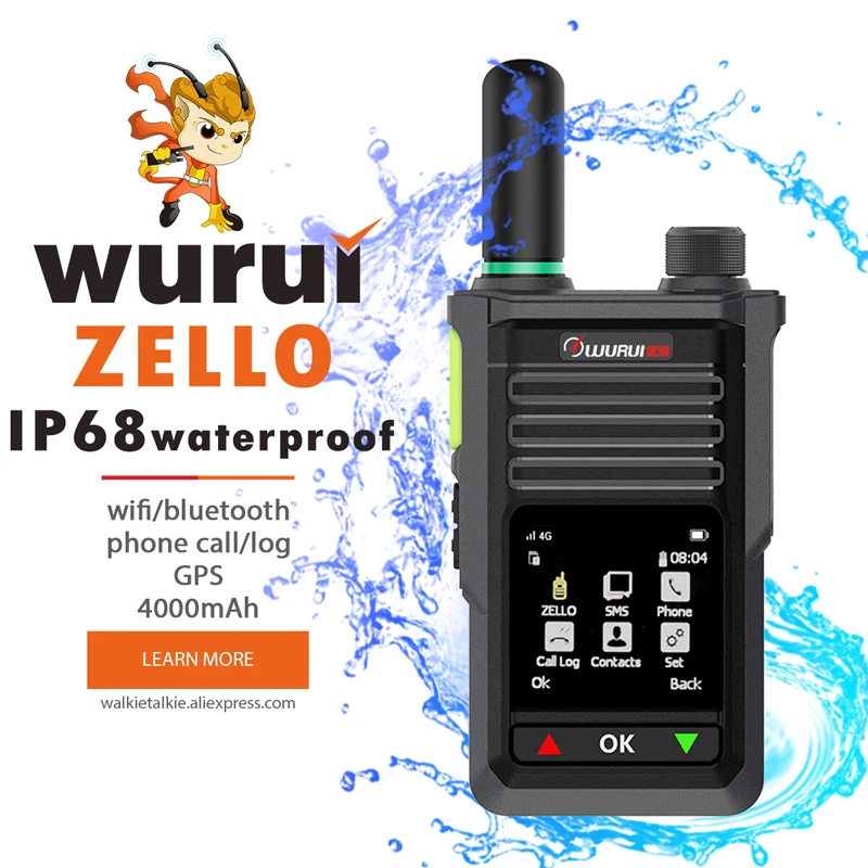 

Wurui MX6 Zello IP67 waterproof WiFi Bluetooth POC walkie talkie Android phone call telephone long distance 2 way radio radios