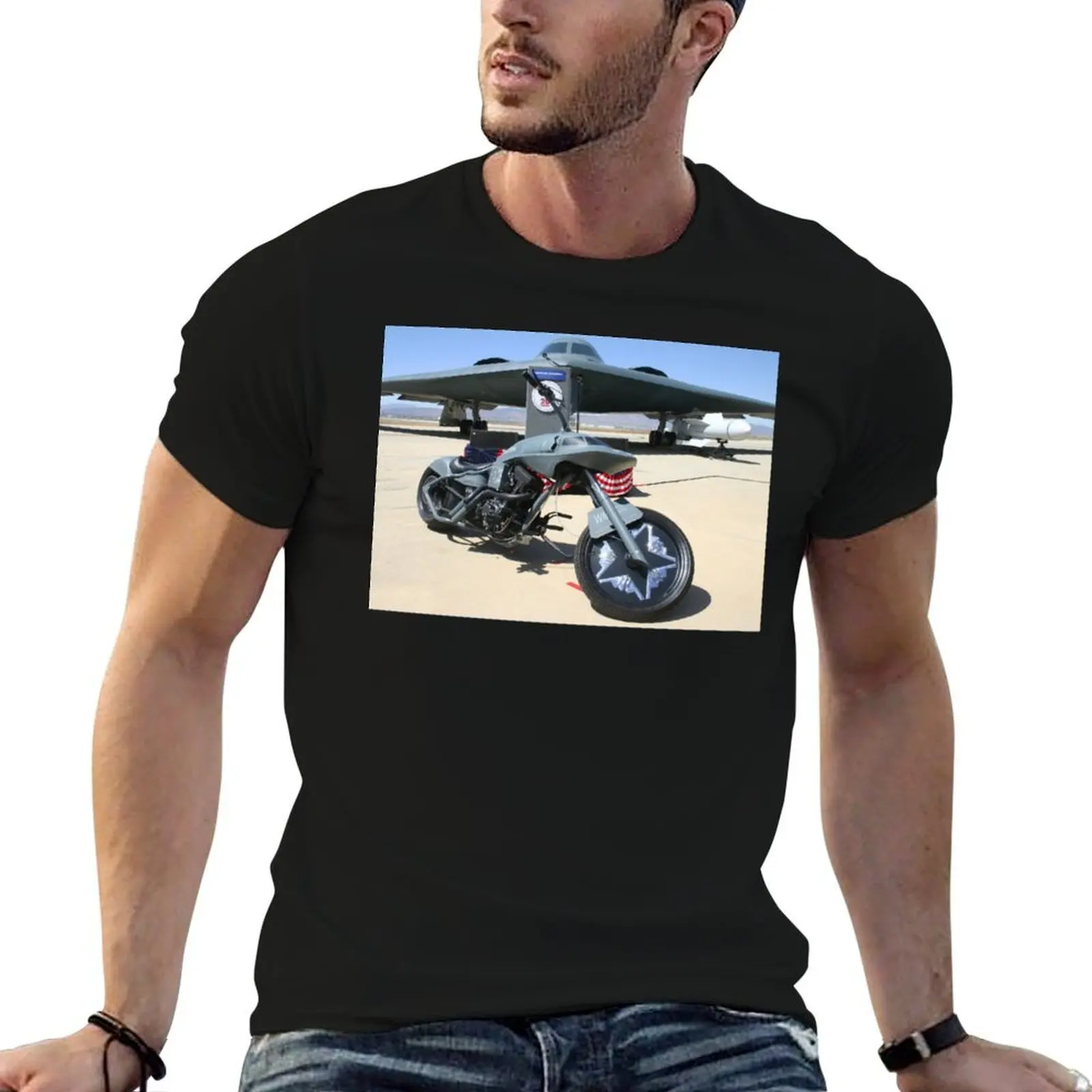 

B-2 Stealth bomber and bike T-Shirt anime t shirts oversize man graphic t shirt anime tshirt T-shirt